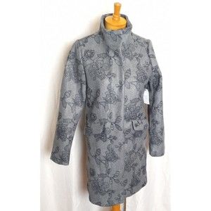 Time and Tru Coat Women  Gray Floral Faux Wool Funnel Neck Size Small 4-6 NWT